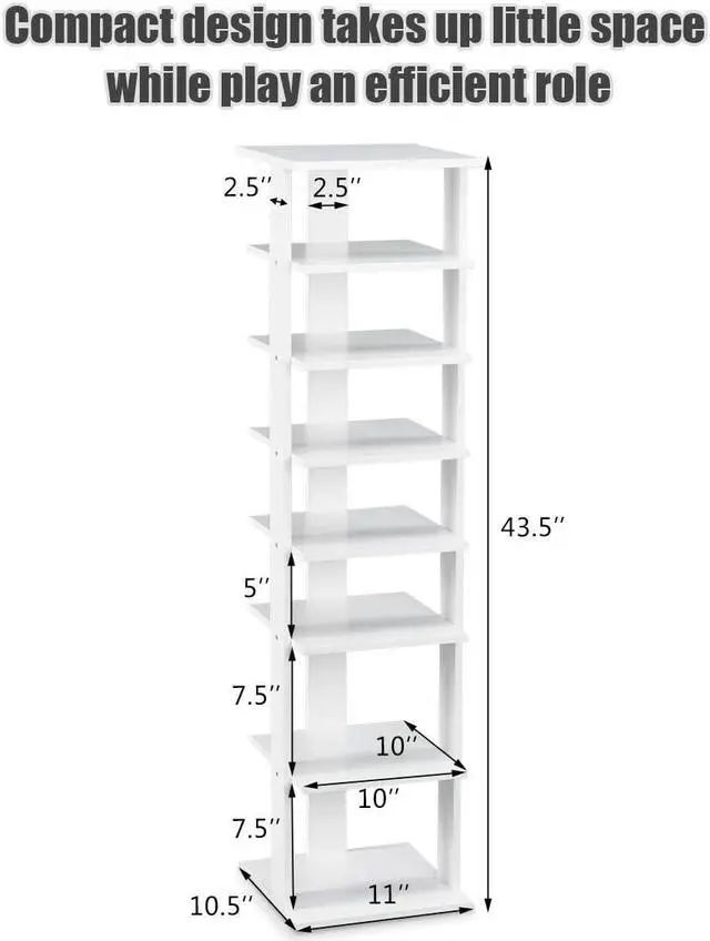 Alt view image 5 of 7 - Costway Wooden Shoes Storage Stand 7 Tiers Shoe Rack Organizer Multi-shoe Rack Shoe box White