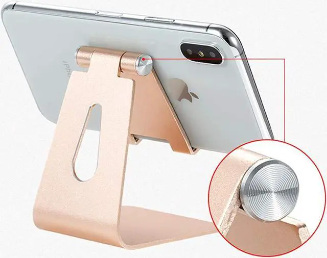 Alt view image 4 of 7 - Adjustable Mobile Phone Holder Aluminum Alloy Holder Compatible with All Kinds of Mobile Phone Collapsible Tablet Computer Mobile Phone Holder (Black)