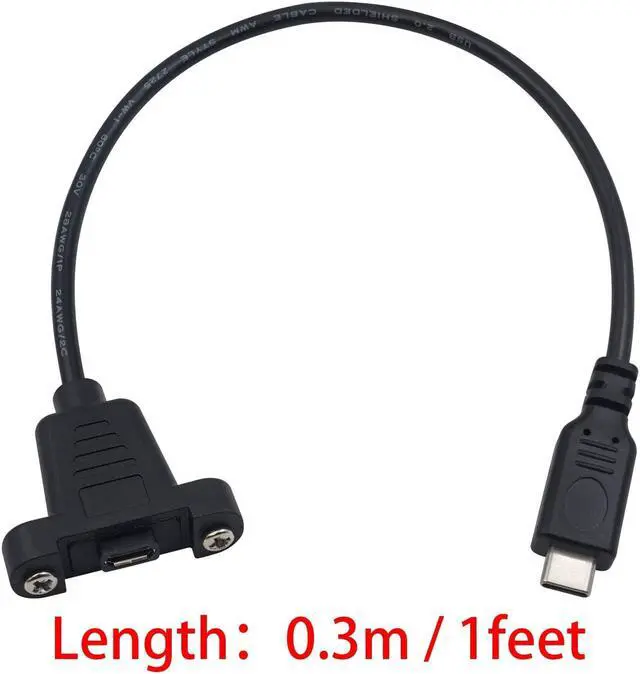 Alt view image 4 of 5 - Poyiccot Micro USB to USB C Cable, USB Type C Male to Micro USB Female Cable, USB C to Micro USB Adapter Cable Panel Mount Type for Charging and Sync, 1feet Black