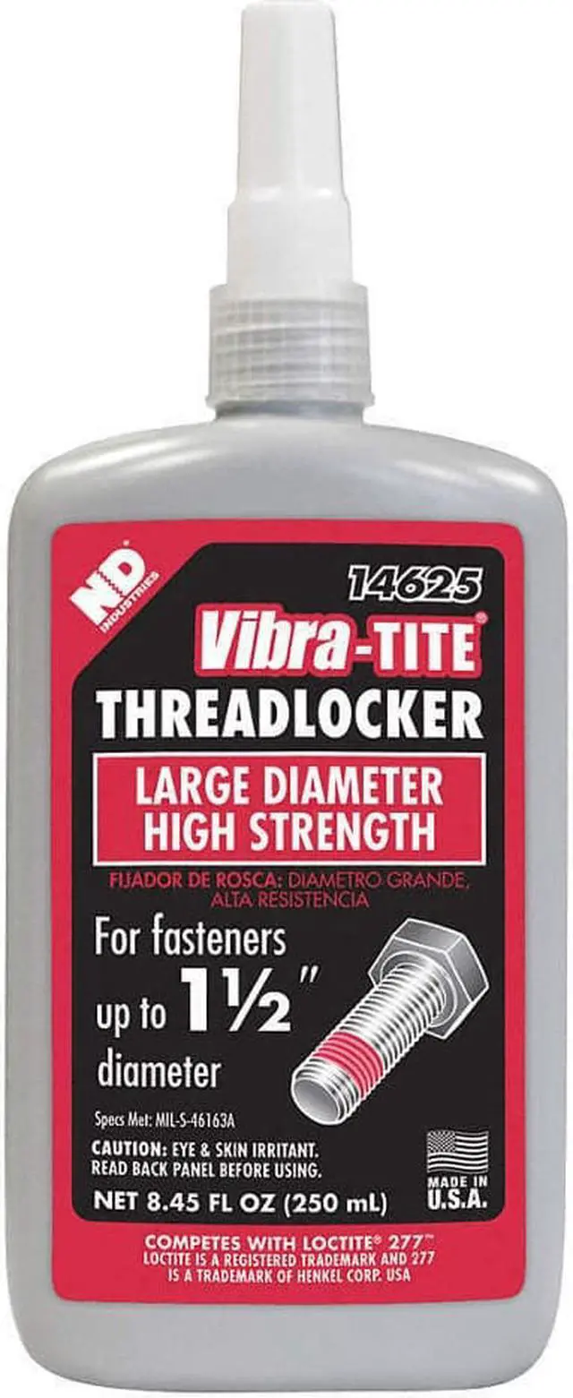 Alt view image 3 of 3 - Vibra-tite 146 Series High-Strength Threadlocker, Red Liquid, 250mL Bottle 14625