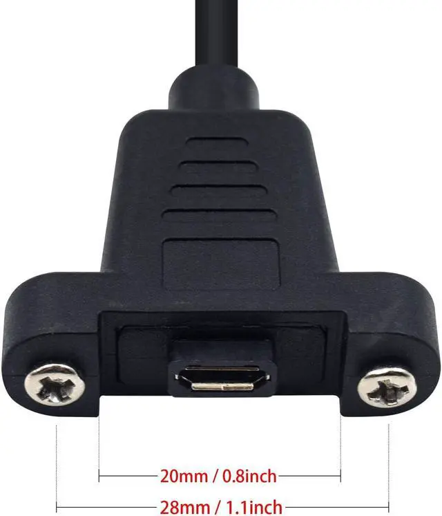 Alt view image 3 of 5 - Poyiccot Micro USB to USB C Cable, USB Type C Male to Micro USB Female Cable, USB C to Micro USB Adapter Cable Panel Mount Type for Charging and Sync, 1feet Black