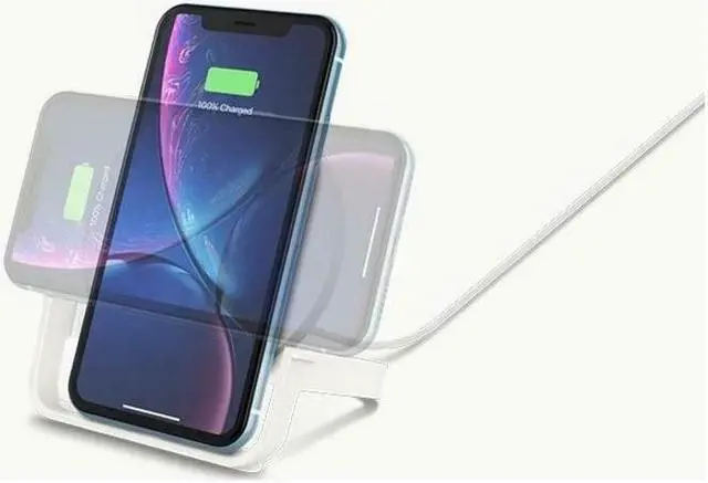 Alt view image 11 of 20 - BELKIN WIB001ttWH BOOST CHARGE White Wireless Charging Stand 10W