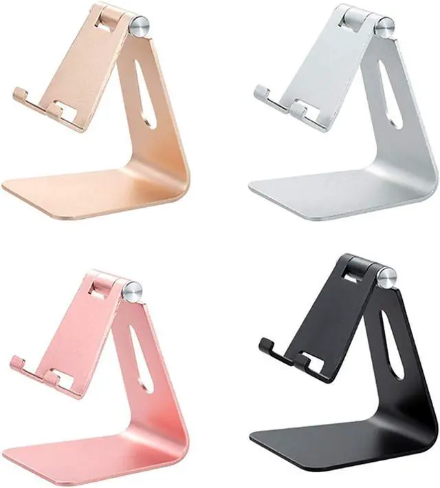 Alt view image 2 of 7 - Adjustable Mobile Phone Holder Aluminum Alloy Holder Compatible with All Kinds of Mobile Phone Collapsible Tablet Computer Mobile Phone Holder (Black)