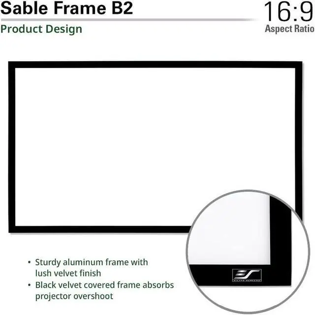 Alt view image 16 of 20 - Elite Screens Sable Frame B2, 120-INCH Diag. 16:9, Active 3D 4K / 8K Ultra HD Fixed Frame Home Theater Projection Projector Screen with Kit, SB120WH2