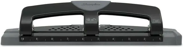 Alt view image 7 of 12 - SWINGLINE A7074134 Three-Hole Paper Punch,12 Sheets,Blk/Gry