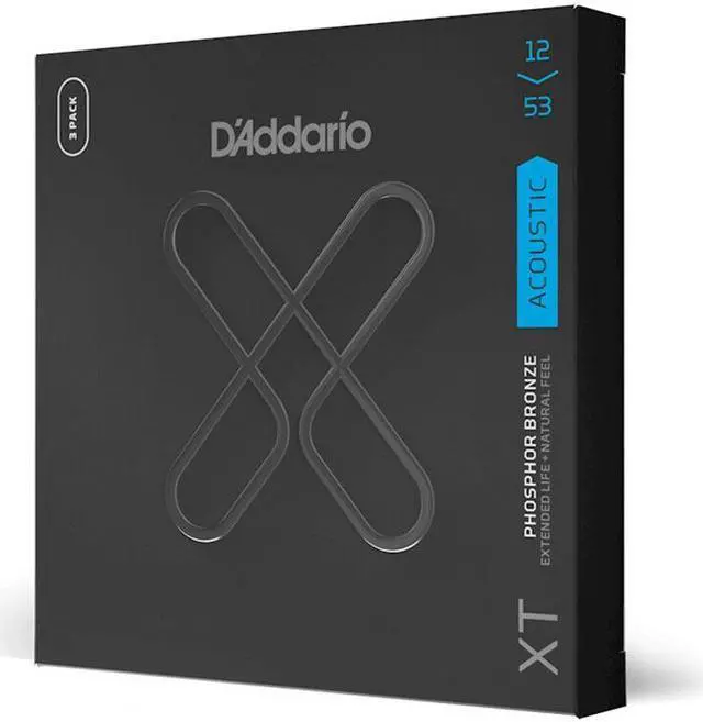 Alt view image 2 of 10 - 3-Pack of D'Addario XTAPB1253 XT Phosphor Bronze Acoustic Guitar Strings 12-53