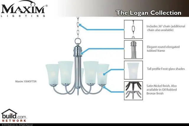 Alt view image 3 of 5 - Maxim 10045FTOI Logan 5-Light Chandelier, Oil Rubbed Bronze