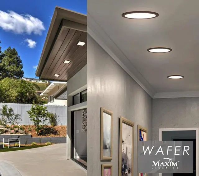 Alt view image 5 of 6 - Maxim 57720WTSN 4.5 in. Wafer LED Square Wall Flush Mount, Satin Nickel