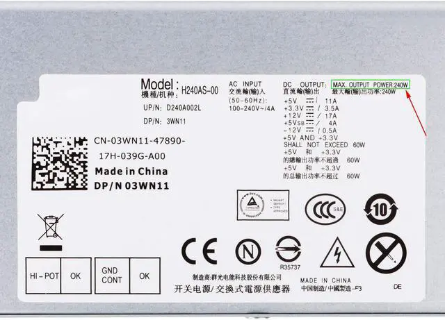 Alt view image 3 of 7 - 240W Power Supply Unit Replacement For Dell Optiplex 390 790 960 990 3010 9010 Small Form Factor System Sff H240As-00 H240As-01 H240Es-00 D240Es-00 Ac240As-00 Ac240Es-00 L240As-00 Ph3C2