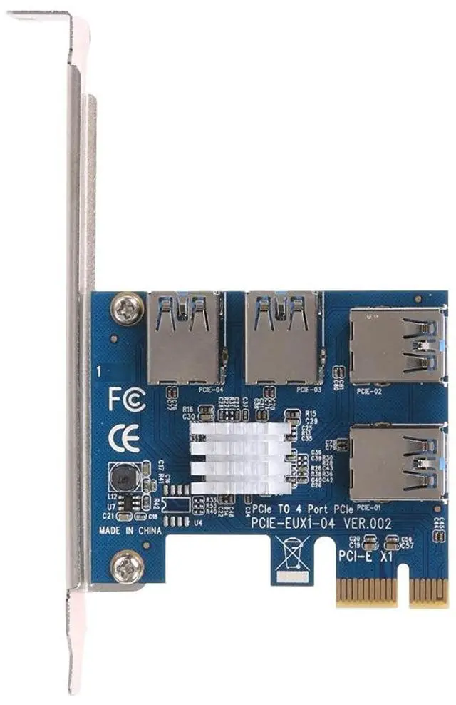 Alt view image 4 of 7 - 1 To 4 Pci Express 16X Slots Riser Card Pci-E 1X To External 4 Pci-E Slot Adapter Pcie Multiplier Card Usb 3.0 Mining Special Riser Card For Bitcoin Miner