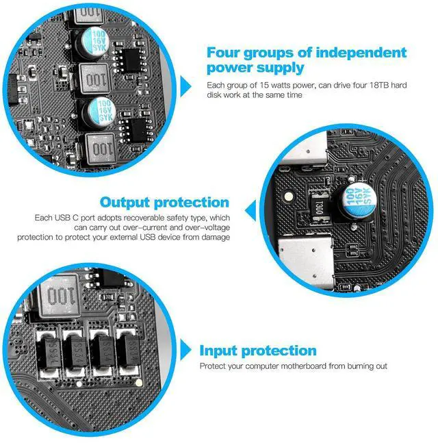 Alt view image 6 of 7 - Zell Pcie Gen3 X2 Usb 3.2 / 3.1 Card Asm3142- Pci Express To 4-Port Type C Hub Internal Expansion Card Controller Adapter Pci Express Card Desktop Pc Support Multiple Ins