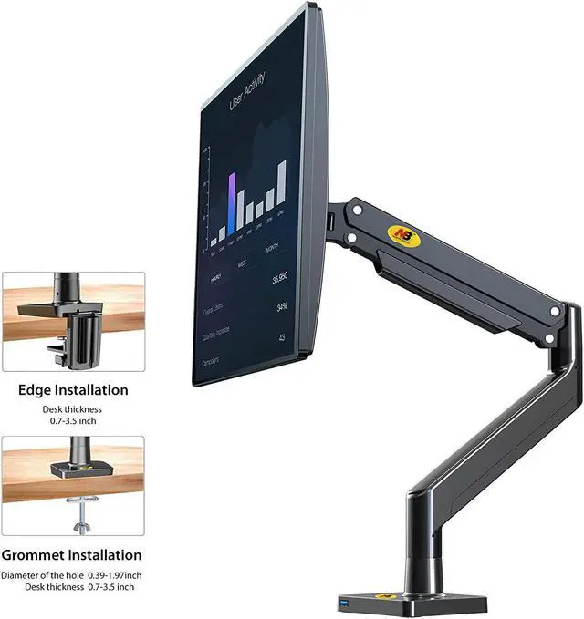 Alt view image 5 of 7 - Monitor Arm Full Motion Swivel Monitor Mount With Gas Spring For 22''-40'' Monitors With Load Capacity From 4.4 To 30Lbs Height Adjustable Monitor Stand G40-B