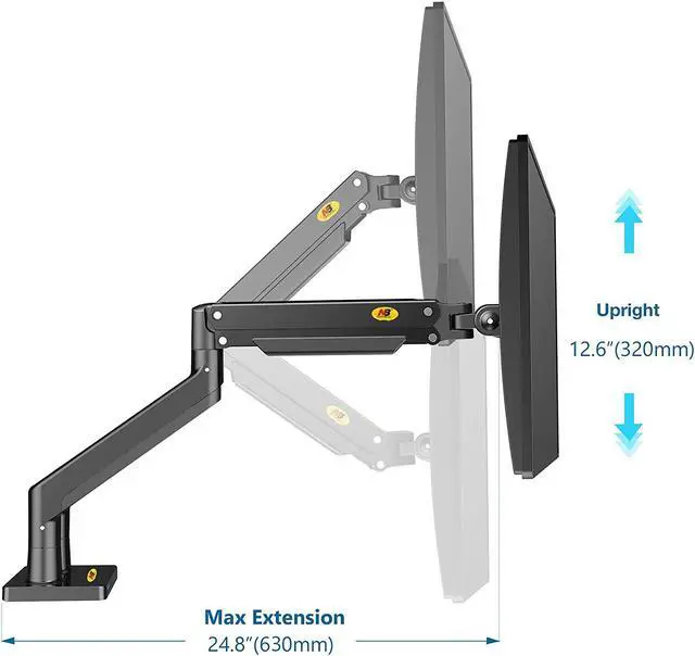 Alt view image 6 of 7 - Monitor Arm Full Motion Swivel Monitor Mount With Gas Spring For 22''-40'' Monitors With Load Capacity From 4.4 To 30Lbs Height Adjustable Monitor Stand G40-B