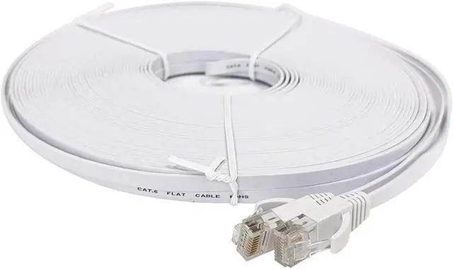 Alt view image 4 of 5 - Ethernet Cable 100 Ft, Cat6 Internet Lan Network Ether Cable 100Ft, Long Flat Cat 6 Cable 100 Feet For R, Modem, Ps4, Switch, Xbox One, Tv, Gaming, Pc, Cctv (White)