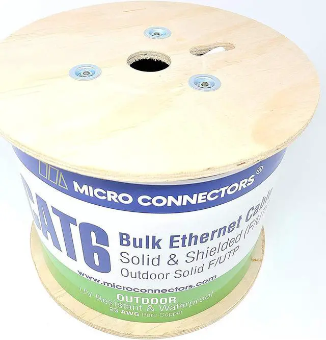 Alt view image 4 of 7 - Micro Connectors 500 Feet Cat6 Solid STP Outdoor Bulk Ethernet 23AWG Cable (White) with 20 pcs of Shielded Modular Connectors (TR4-560WOU-KIT)