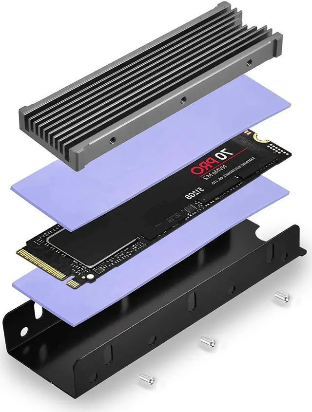 Alt view image 2 of 5 - M.2 2280 Ssd Heatsink, Pcie Nvme Or Sata M.2 2280 Ssd Double-Sided Heat Sink, M.2 Ssd Heatsink For Ps5 Computer Pc - Black