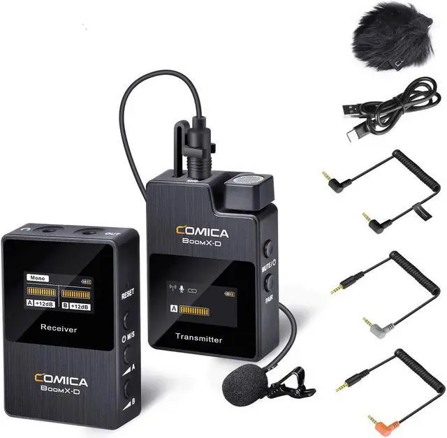 Alt view image 7 of 13 - Wireless Lavalier Microphone,Comica BoomX-D1 2.4G Wireless Microphone System with 1 Transmitter and 1 Receiver,Lav Mic for Smartphone Camera Podcast Interview YouTube Facebook Live-steam
