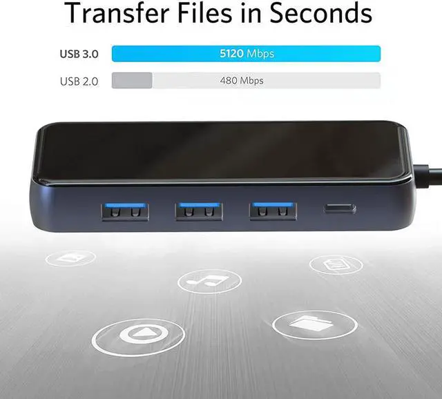 Alt view image 4 of 6 - Usb C Hub, 5 In1 Usb C Charging Hub Mult Usb 3.0 Hub Adapter With Gigabit Ethernet, 3 Usb 3.0 For Data, Power Delivery For Usb C Hub Macbook Pro, And Other Usb C Devices