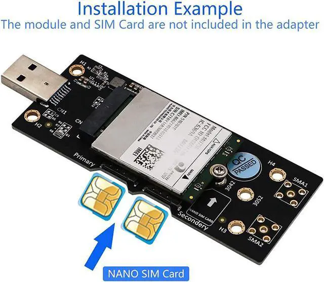 Alt view image 3 of 7 - Ngff(M.2) To Usb 3.0 Adapter With Dual Nano Sim Card Slot For 3G/4G/5G Module