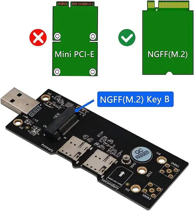 Alt view image 4 of 7 - Ngff(M.2) To Usb 3.0 Adapter With Dual Nano Sim Card Slot For 3G/4G/5G Module