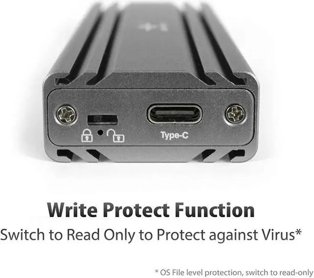 Alt view image 2 of 6 - Vantec M.2 Nvme Ssd To Usb 3.1 Gen 2 Type C Enclosure With C To C Cable, Space Gray Color, Id6 (Nst-206C3-Sg)