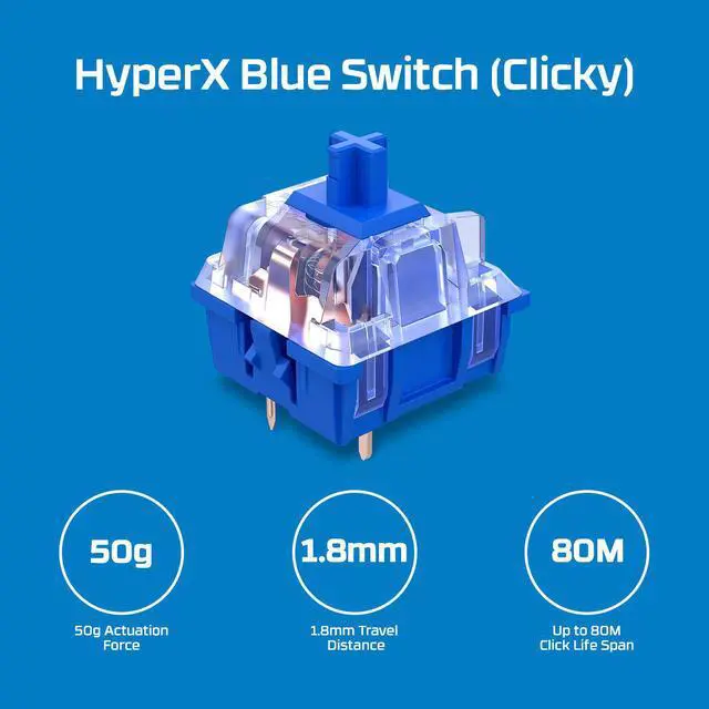Alt view image 2 of 14 - HyperX Alloy Origins - Mechanical Gaming Keyboard, Software-Controlled Light & Macro Customization, Compact Form Factor, RGB LED Backlit - Clicky HyperX Blue Switch, Full Size