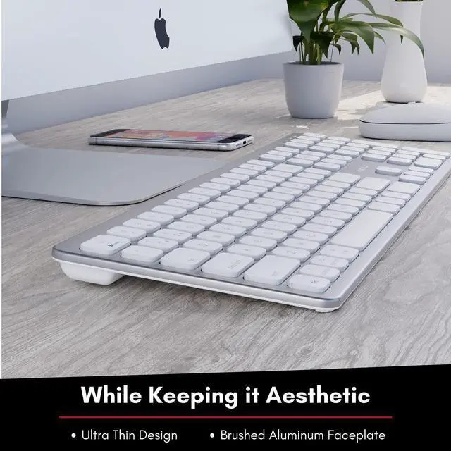 Alt view image 20 of 20 - Macally Bluetooth Wireless Keyboard for Mac, iMac, Apple Mac Pro, Mac Mini, MacBook Pro/Air Laptop - Rechargeable Slim Full-Size Keyboard (BTWKEYMB)