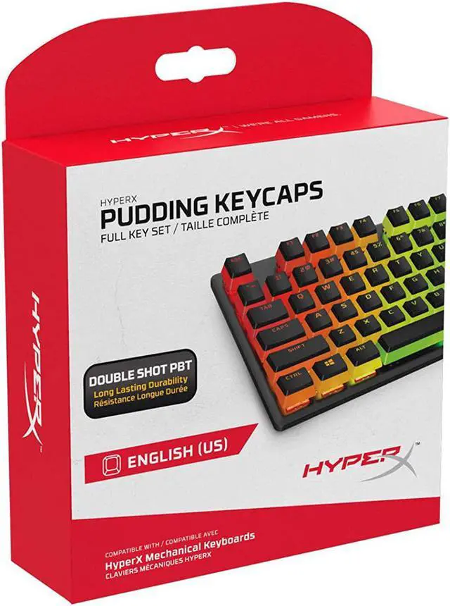 Alt view image 7 of 13 - HyperX Pudding Keycaps - Double Shot PBT Keycap Set with Translucent Layer, for Mechanical Keyboards, Full 104 Key Set, OEM Profile, English (US) Layout - Black