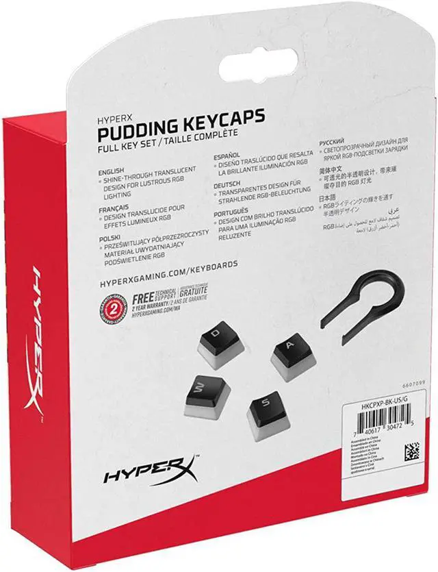 Alt view image 13 of 13 - HyperX Pudding Keycaps - Double Shot PBT Keycap Set with Translucent Layer, for Mechanical Keyboards, Full 104 Key Set, OEM Profile, English (US) Layout - Black