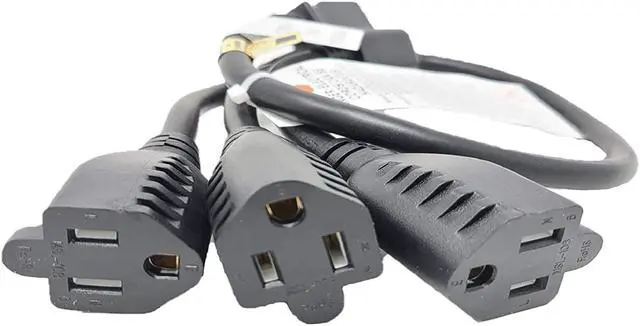 Alt view image 2 of 5 - Micro Connectors, 36 1-To-3 Heavy Duty 14 Awg Power Cord Sp (Nema 5-15P To Nema 5-15R X 3) (M05-113YUL-36)