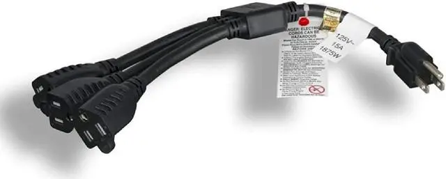 Alt view image 5 of 5 - Micro Connectors, 36 1-To-3 Heavy Duty 14 Awg Power Cord Sp (Nema 5-15P To Nema 5-15R X 3) (M05-113YUL-36)