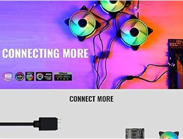 Alt view image 7 of 7 - Addressable Rgb 1-To-3 Sp Cable 1-To-3 3Pin 5V Rgb Fan Adapter Cable Compatible Argb Extension Suitable For Asus Msi Gigabyte Asrock Motherboards