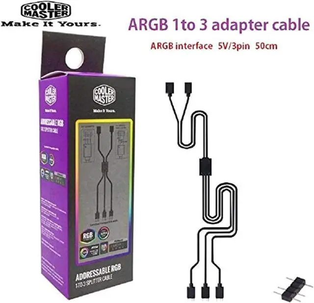 Alt view image 2 of 7 - Addressable Rgb 1-To-3 Sp Cable 1-To-3 3Pin 5V Rgb Fan Adapter Cable Compatible Argb Extension Suitable For Asus Msi Gigabyte Asrock Motherboards