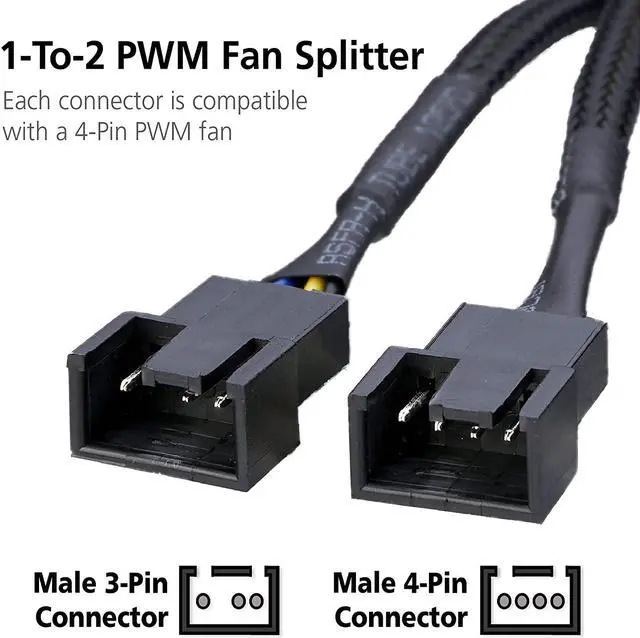 Alt view image 5 of 10 - Akasa AK-CBFA04-15 PWM fan splitter supports 2 PWM fans from a single motherboard PWM header
