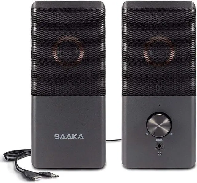 Main image of Computer Speaker, Compact Size Speaker With Headphone Jack, Enhanced Bass And Volume Control, Stereo 2.0 Usb Powered 3.5Mm Aux Multimedia Speakers For Laptop/Desktop/Tablets/Phone (Black)