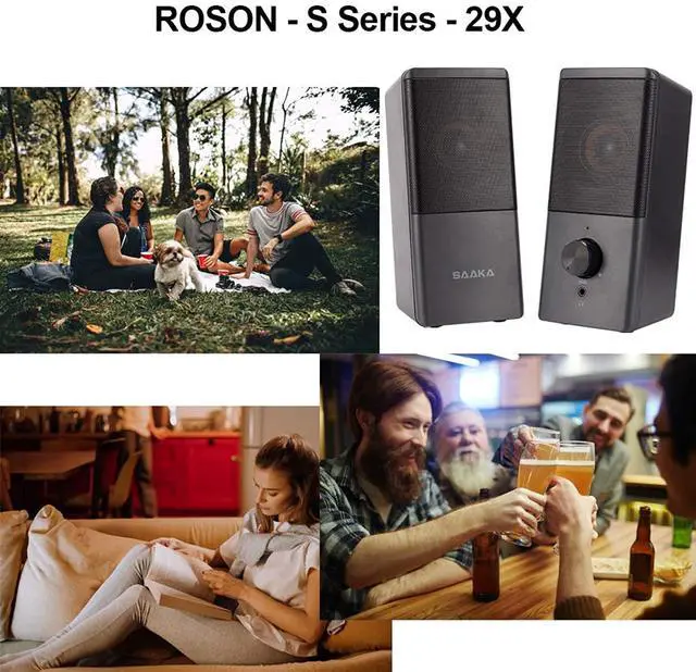Alt view image 5 of 7 - Computer Speaker, Compact Size Speaker With Headphone Jack, Enhanced Bass And Volume Control, Stereo 2.0 Usb Powered 3.5Mm Aux Multimedia Speakers For Laptop/Desktop/Tablets/Phone (Black)
