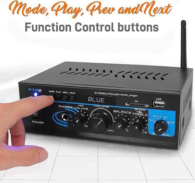 Alt view image 12 of 20 - Home Audio Power Amplifier System - 2X40W Mini Dual Channel Mixer Sound Stereo Receiver Box w/ AUX, Mic Input - For Amplified Speakers, PA, CD Player, Theater via RCA, Studio Use - Pyle PTA2