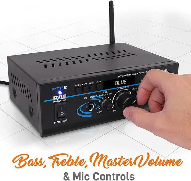 Alt view image 10 of 20 - Home Audio Power Amplifier System - 2X40W Mini Dual Channel Mixer Sound Stereo Receiver Box w/ AUX, Mic Input - For Amplified Speakers, PA, CD Player, Theater via RCA, Studio Use - Pyle PTA2