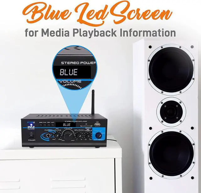 Alt view image 11 of 20 - Home Audio Power Amplifier System - 2X40W Mini Dual Channel Mixer Sound Stereo Receiver Box w/ AUX, Mic Input - For Amplified Speakers, PA, CD Player, Theater via RCA, Studio Use - Pyle PTA2