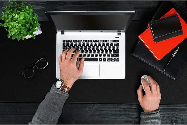 Alt view image 2 of 7 - Large Gaming Mouse Pad- 31X12 In. Xl Gaming Mousepad With Stitched Edges, Ultra-Smooth Cloth Mouse Mat & Non-Slip Rubber Base, Waterproof Full Desk Keyboard Mat For R, Office & Home, Black