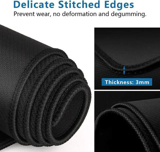Alt view image 4 of 7 - Large Gaming Mouse Pad- 31X12 In. Xl Gaming Mousepad With Stitched Edges, Ultra-Smooth Cloth Mouse Mat & Non-Slip Rubber Base, Waterproof Full Desk Keyboard Mat For R, Office & Home, Black