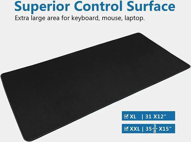 Alt view image 7 of 7 - Large Gaming Mouse Pad- 31X12 In. Xl Gaming Mousepad With Stitched Edges, Ultra-Smooth Cloth Mouse Mat & Non-Slip Rubber Base, Waterproof Full Desk Keyboard Mat For R, Office & Home, Black