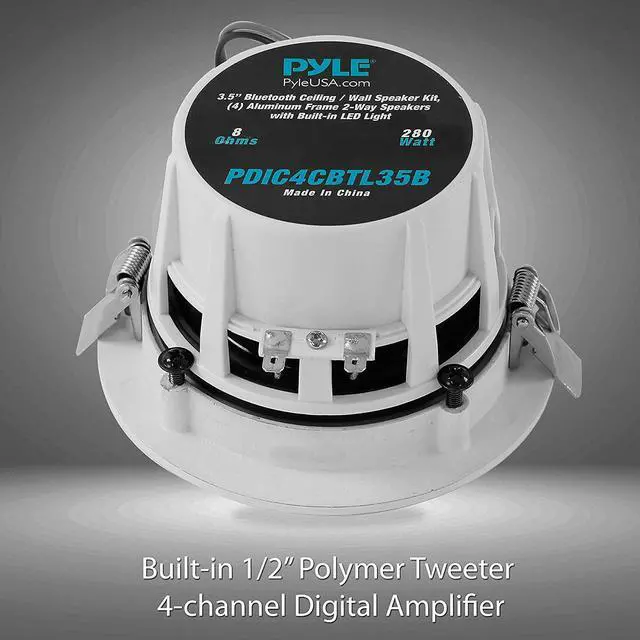 Alt view image 4 of 20 - Pyle PDIC4CBTL35B 3.5 in. Bluetooth Ceiling & Wall Speaker Kit