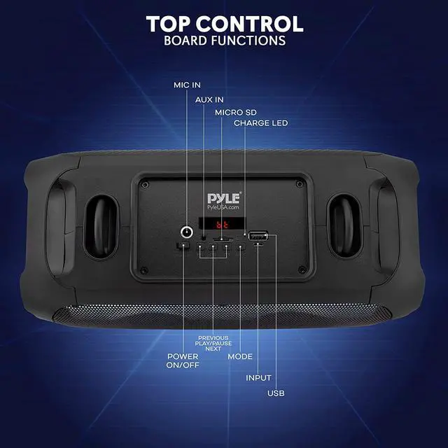Alt view image 2 of 7 - Wireless Portable Bluetooth Box Speaker - 120W Rechargeable Box Speaker Portable Barrel Loud Stereo System - Flashing Led, Fm Radio/Aux/Mp3/Usb Flash Drive/Micro Sd, & 1/4 In - Pyle Pphp42B