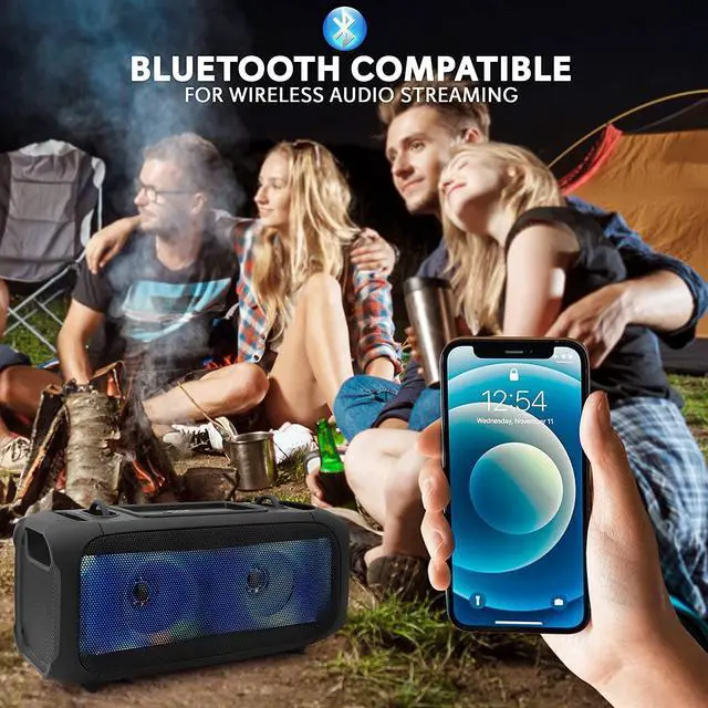 Alt view image 5 of 7 - Wireless Portable Bluetooth Box Speaker - 120W Rechargeable Box Speaker Portable Barrel Loud Stereo System - Flashing Led, Fm Radio/Aux/Mp3/Usb Flash Drive/Micro Sd, & 1/4 In - Pyle Pphp42B