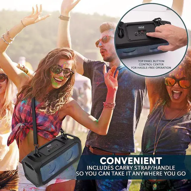 Alt view image 6 of 7 - Wireless Portable Bluetooth Box Speaker - 120W Rechargeable Box Speaker Portable Barrel Loud Stereo System - Flashing Led, Fm Radio/Aux/Mp3/Usb Flash Drive/Micro Sd, & 1/4 In - Pyle Pphp42B