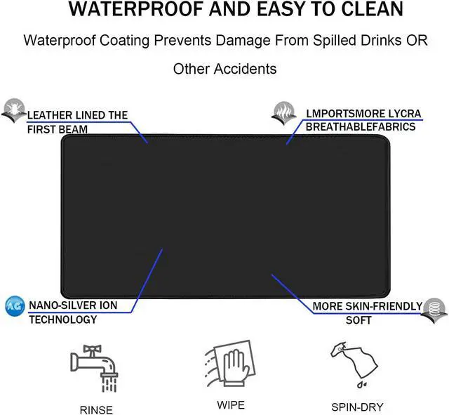 Alt view image 4 of 7 - Large Gaming Mouse Pad,Upgrade Ble 31.5"X15.7"X0.12" Large Extended Gaming Mouse Pad With Stitched Edges,Waterproof Non-Slip Base Long Xxl Desk Mat For Office Gaming, Black