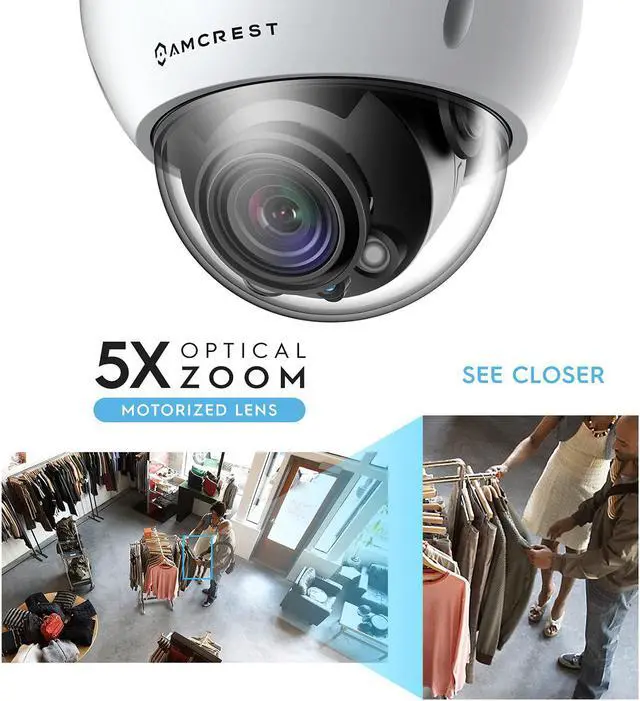 Alt view image 4 of 7 - Amcrest 4K Optical Zoom AI POE Camera, Varifocal 8MP Outdoor POE IP Camera Dome, Face/Human/Vehicle Detection, 2.7mm~13.5mm Lens, IP67, 5X Optical Zoom, (IP8M-VD2893EW-AI)