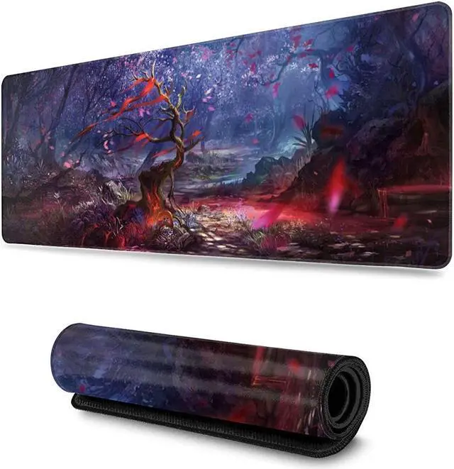 Main image of Cherry Blossom Anime Gaming Mouse Pad Extended Large Square Long Full Desk Computer Keyboard Mat For Retouching Desktop Pad Thick Xxl Painting With Design Non-Slip Rubber Base Waterproof 80 X 30