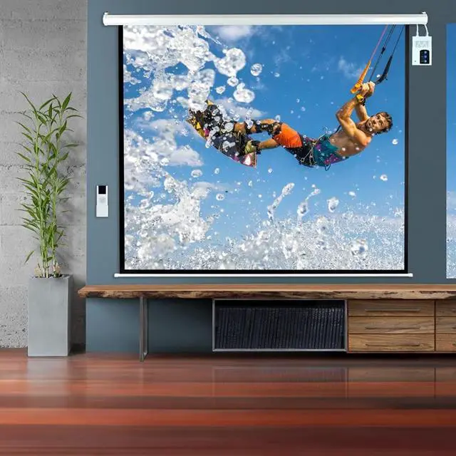 Alt view image 9 of 9 - Pyle 84" Portable Motorized Matte White Projector Screen - Automatic Projection Display With Wall/Ceiling Mount, Remote And Case - For Home Movie Theater, Slide/Video Showing - Prjelmt86